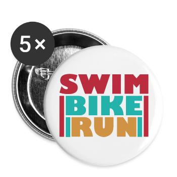 Triathlon, Swimming, Cycling, Running, Sports - Buttons large 2.2''/56 mm (5-pack) - white - Front