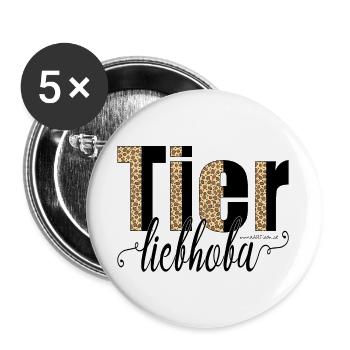 Tierliebhoba - Tierliebhaber, Österreich Dialekt - Buttons groß 56 mm (5er Pack) - Weiß - Vorne