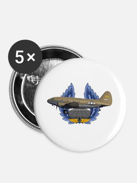 C-46 Commando - Buttons groß 56 mm (5er Pack) - Weiß