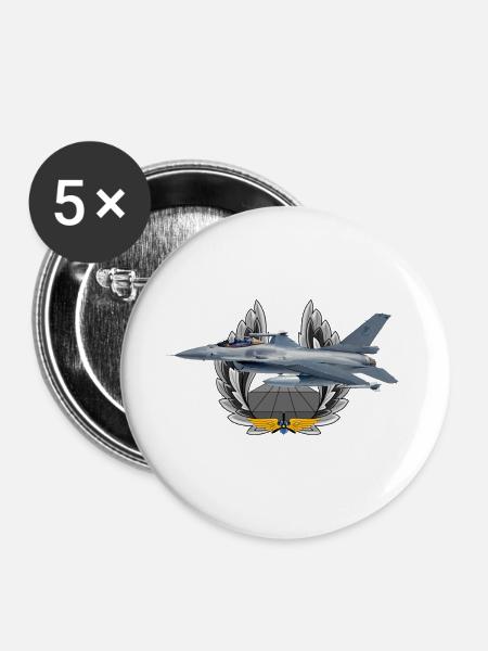 F-16 Fighting Falcon - Buttons groß 56 mm (5er Pack) - Weiß