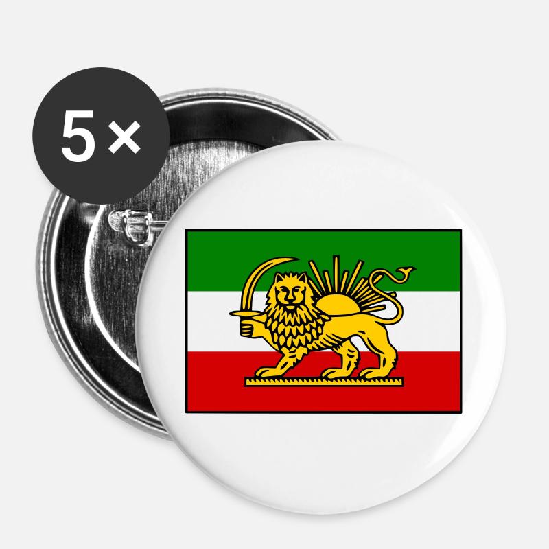 Iran iranian flag - Buttons large 2.2''/56 mm (5-pack) - white