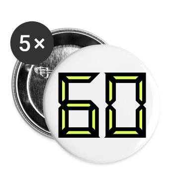 60 ANS. 60e ANNIVERSAIRE. ANNIVERSAIRE 60 ANS - Lot de 5 grands badges (56 mm) - blanc - Devant