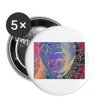 Art numérique « mange ma langue » TTT - Lot de 5 grands badges (56 mm) - blanc - Devant