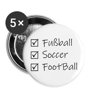 Fußball Soccer - Buttons groß 56 mm (5er Pack) - Weiß - Vorne