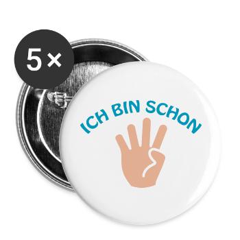 Fußball Soccer - Buttons groß 56 mm (5er Pack) - Weiß - Vorne