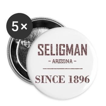 Seligman since 1896, Arizona, road 66 USA, voiture - Lot de 5 grands badges (56 mm) - blanc - Devant