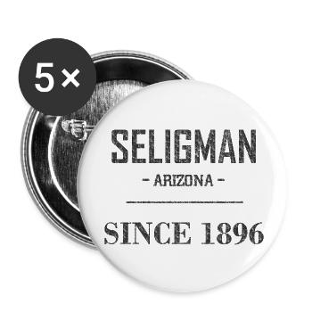 Seligman since 1896, Arizona, road 66 USA, voiture - Lot de 5 grands badges (56 mm) - blanc - Devant