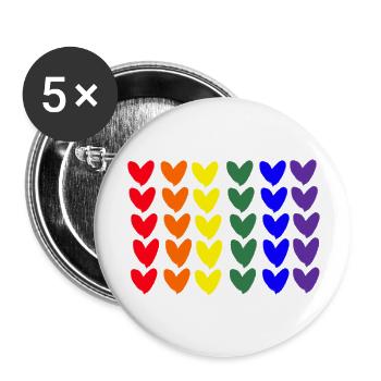 Pride Schwul Lesbisch LGBT - Buttons groß 56 mm (5er Pack) - Weiß - Vorne
