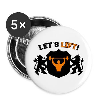 La musculation permet de soulever 2 - Lot de 5 grands badges (56 mm) - blanc - Devant