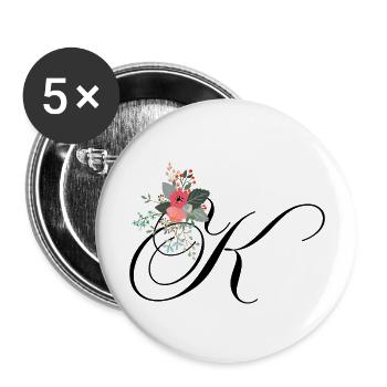Letter k flowered - Buttons large 2.2''/56 mm (5-pack) - white - Front