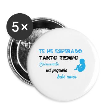 Je t'ai tant attendu BLU BLK - Lot de 5 grands badges (56 mm) - blanc - Devant
