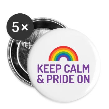Mois de la fierté - Restez calme et fier - Lot de 5 grands badges (56 mm) - blanc - Devant