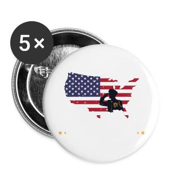 Land Of The Free Because Of The Brave - Lot de 5 grands badges (56 mm) - blanc - Devant