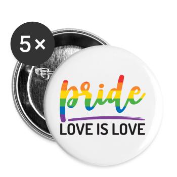 LGBTQ+ Stolz. Liebe ist Liebe. - Buttons groß 56 mm (5er Pack) - Weiß - Vorne