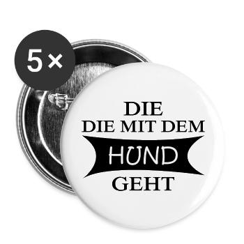 Hund Dog - Buttons groß 56 mm (5er Pack) - Weiß - Vorne