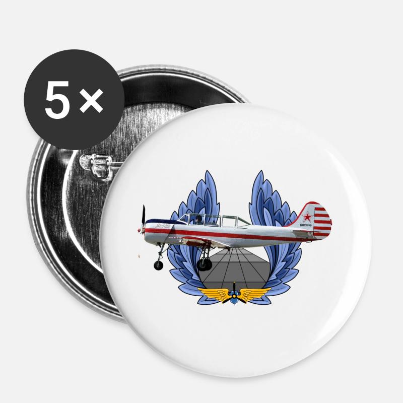 Yak-52 - Buttons groß 56 mm (5er Pack) - Weiß