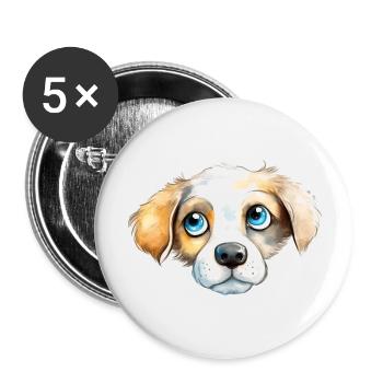 Dog Watercolor Drawing - Buttons large 2.2''/56 mm (5-pack) - white - Front