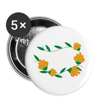 Flower Blume Pflanze - Buttons groß 56 mm (5er Pack) - Weiß - Vorne
