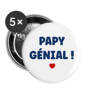 papy génial - Lot de 5 grands badges (56 mm) - blanc - Devant