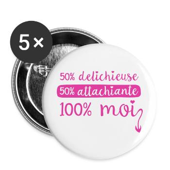 Attachiante Delichieuse - Lot de 5 grands badges (56 mm) - blanc - Devant