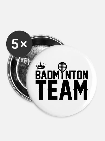 badminton team - Buttons groß 56 mm (5er Pack) - Weiß