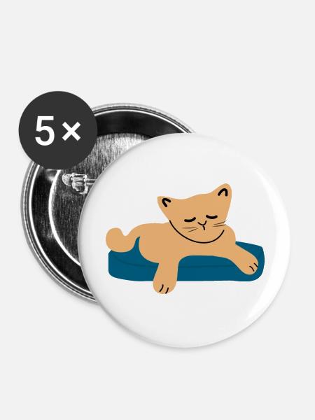 Schlafendes Baby Katze3 - Buttons groß 56 mm (5er Pack) - Weiß