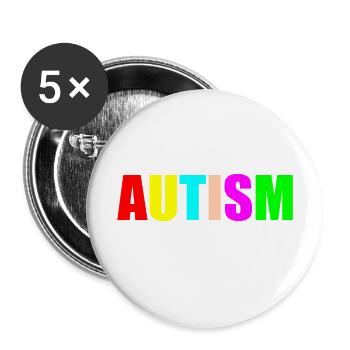 Zitat von Autismus - Buttons groß 56 mm (5er Pack) - Weiß - Vorne