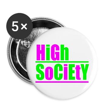 high society rave techno design - Buttons large 2.2''/56 mm (5-pack) - white - Front