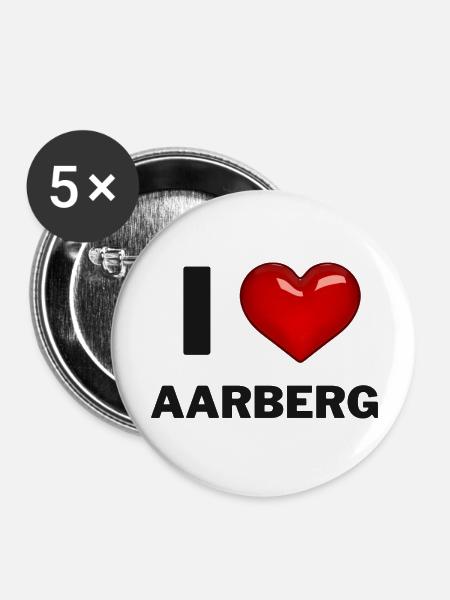 I Love Aarberg - Buttons groß 56 mm (5er Pack) - Weiß