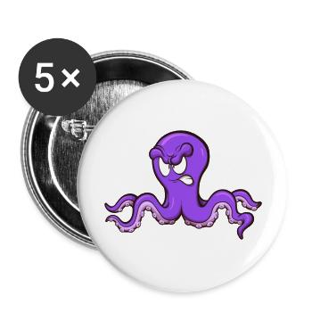 Wütender Oktopus - Buttons groß 56 mm (5er Pack) - Weiß - Vorne