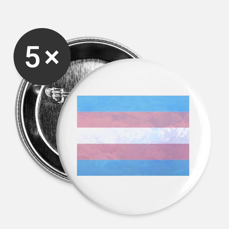 Trans Pride Flag - Buttons large 2.2''/56 mm (5-pack) - white