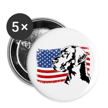 Deutsche Dogge Amerika Fahne Hunde Wilsigns - Buttons groß 56 mm (5er Pack) - Weiß - Vorne