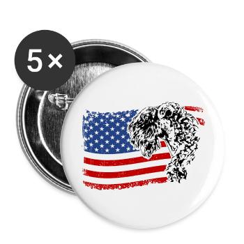 Kerry Blue Terrier Amerika Fahne Hunde Wilsigns - Buttons groß 56 mm (5er Pack) - Weiß - Vorne