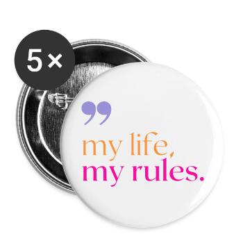 Rules - Buttons groß 56 mm (5er Pack) - Weiß - Vorne