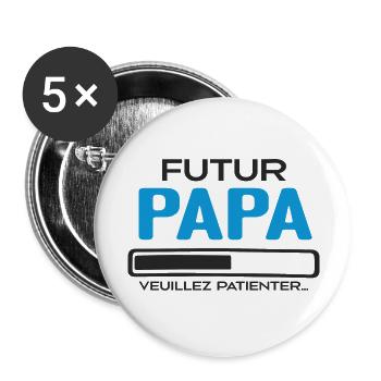 Futur papa Idée Cadeau Futur Père - Lot de 5 grands badges (56 mm) - blanc - Devant