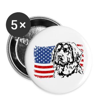 Leonberger America Flag Dogs Wilsigns - Buttons large 2.2''/56 mm (5-pack) - white - Front