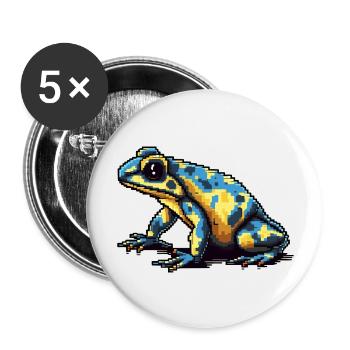 Farbenfroher Retro Pixel Pfeilgiftfrosch in 8 Bit - Buttons groß 56 mm (5er Pack) - Weiß - Vorne