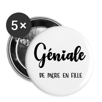 géniale de mère en fille - Lot de 5 grands badges (56 mm) - blanc - Devant