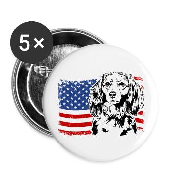 Nederlandse Kooikerhondje Amerika Flag Dogs - Lot de 5 grands badges (56 mm) - blanc - Devant