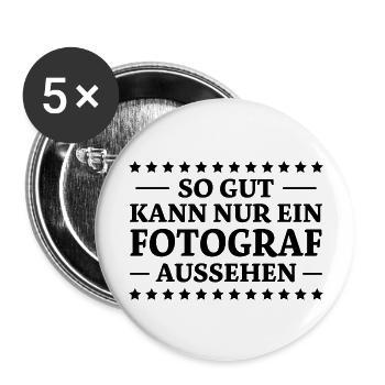 Fotograf Spruch Foto Lustiges Fotograf Geschenk - Buttons groß 56 mm (5er Pack) - Weiß - Vorne