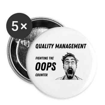 Gestion de la qualité - Lutter contre le compteur Oups - Lot de 5 grands badges (56 mm) - blanc - Devant