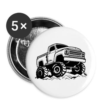 Monster Truck Monster Truck Lover Fan - Lot de 5 grands badges (56 mm) - blanc - Devant