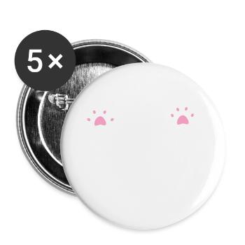 Katze Pfote Katzenpfoten Spiel Schere Stein Papier - Buttons groß 56 mm (5er Pack) - Weiß - Vorne