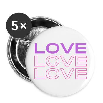 Love Love Love - Buttons groß 56 mm (5er Pack) - Weiß - Vorne