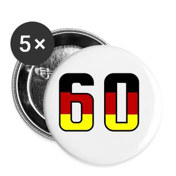 60 symbole de numéro Allemagne - Lot de 5 grands badges (56 mm) - blanc - Devant