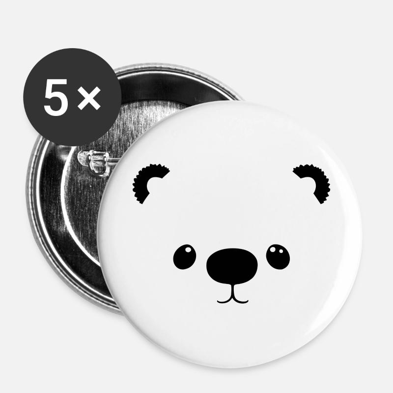 Cute Bear - Buttons large 2.2''/56 mm (5-pack) - white