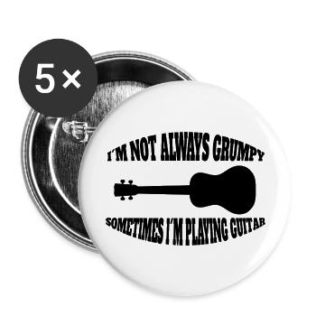 Guitare Instrument de Musique Instrument Plumé Guitariste - Lot de 5 grands badges (56 mm) - blanc - Devant