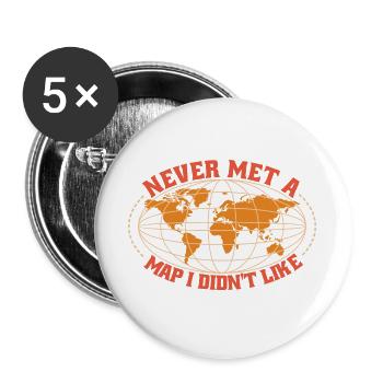 Cartography design - Buttons large 2.2''/56 mm (5-pack) - white - Front