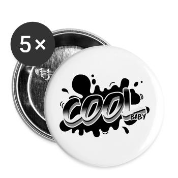 "Cool Baby" Lustiger Spruch ideal als Geschenk - Buttons groß 56 mm (5er Pack) - Weiß - Vorne