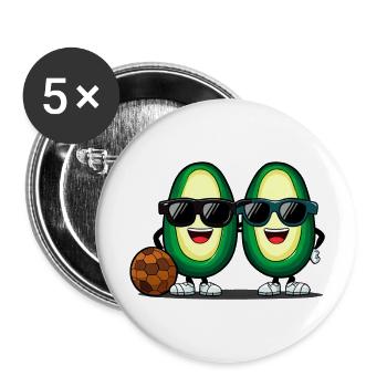 Team Avocado United : Cheerful fruit in rhythm - Buttons large 2.2''/56 mm (5-pack) - white - Front